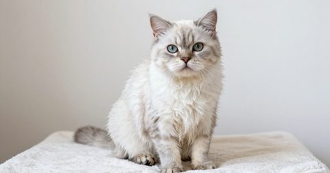 Mèo ngồi trên khăn bông sau khi tắm