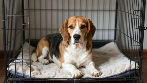 Dog resting in its own quiet space