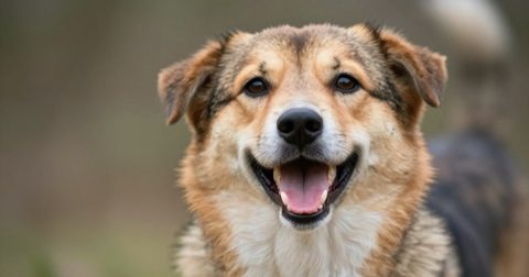 Chú chó há miệng lộ hàm răng
