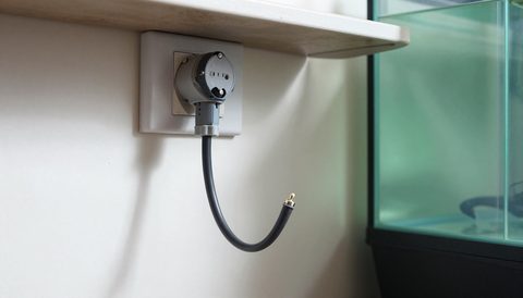 Dây điện có vòng nhỏ giọt cạnh tủ bể cá