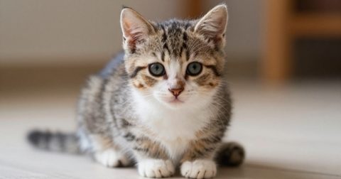 Kitten exploring its new home