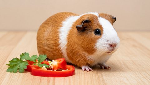 Bọ ú bên ớt chuông đỏ và ngò rí