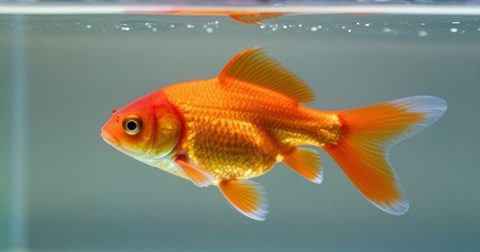 Oranda goldfish swimming in a clean aquarium