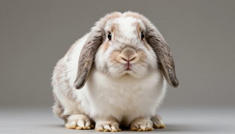 Holland lop rabbit looking at the camera