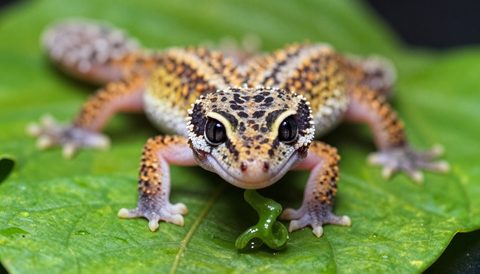 Leopard gecko eating