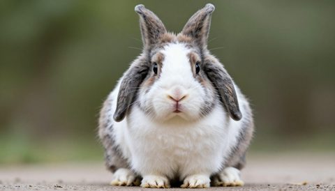 Holland lop rabbit looking at the camera