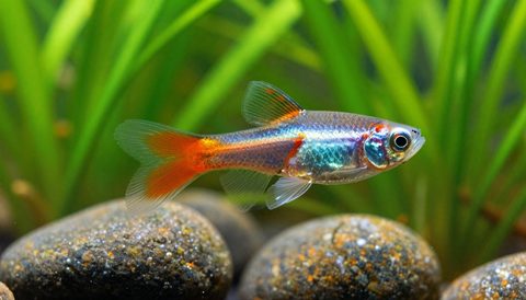 Guppy among aquatic plants
