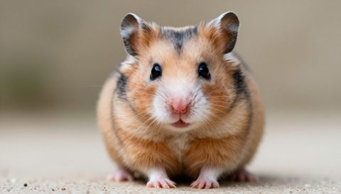Hamster Syrian ngồi nhìn thẳng