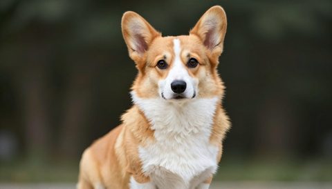 Chó corgi ngồi nhìn thẳng