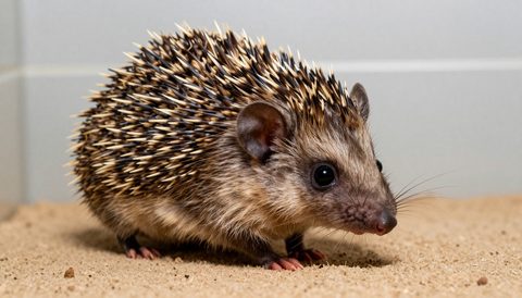 Pygmy hedgehog in a spacious enclosure