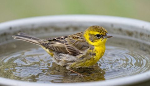 Canary bathing