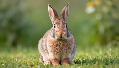 Rabbit looking at the camera, morning light