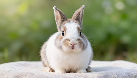 Spotted rabbit as a baby, morning light
