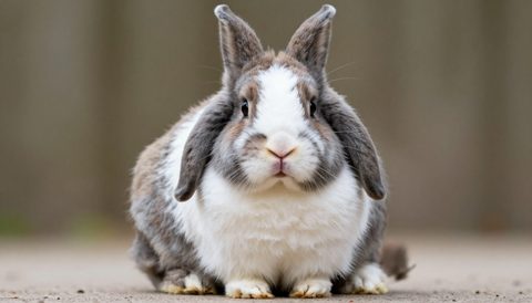 Holland lop rabbit looking at the camera