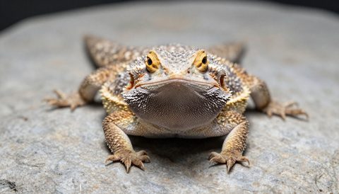 Bearded dragon on a flat stone