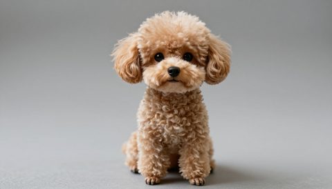 Chó poodle ngồi nhìn thẳng