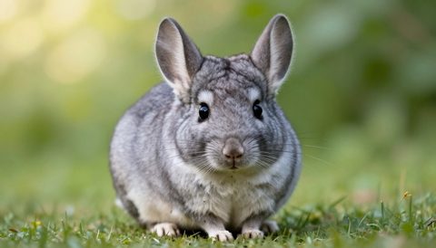 Chinchilla looking at the camera, morning light