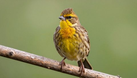 Canary perched on a branch, morning light