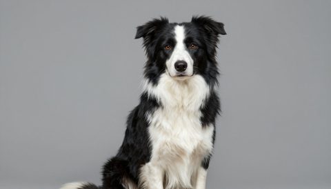 Border collie sitting, looking at the camera