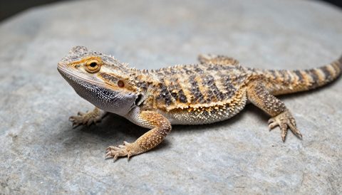 Bearded dragon on a flat stone