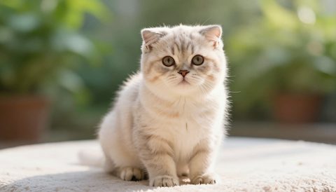 Scottish fold as a kitten, morning light