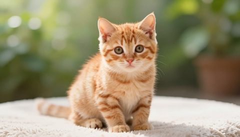 Orange tabby cat as a kitten, morning light