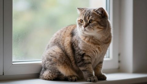 Scottish fold sitting by the window
