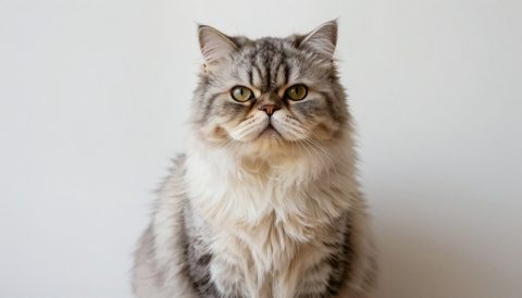 Persian cat sitting, looking at the camera