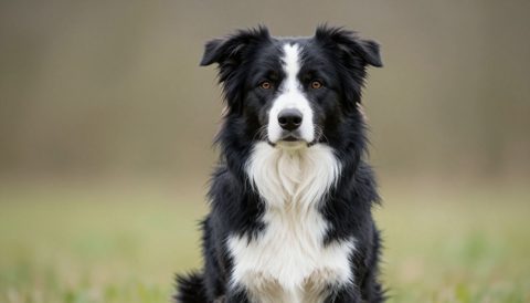 Border collie sitting, looking at the camera