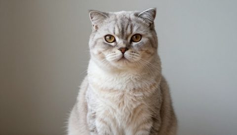 Mèo tai cụp ngồi nhìn thẳng