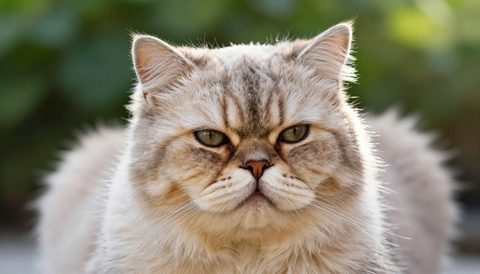Persian cat as a senior cat, morning light