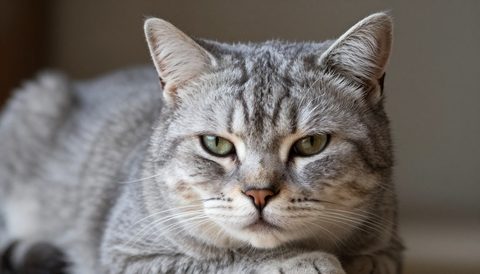 Grey tabby cat as a senior cat