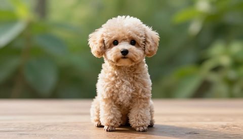 Toy poodle as a puppy, morning light