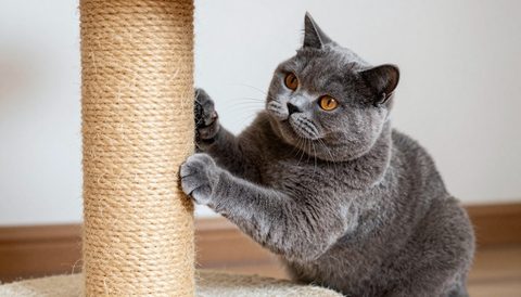 Mèo Anh lông ngắn cào trụ cào móng