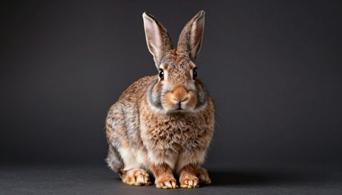 Rabbit looking at the camera, dark background