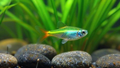 Cá neon bên cây thuỷ sinh