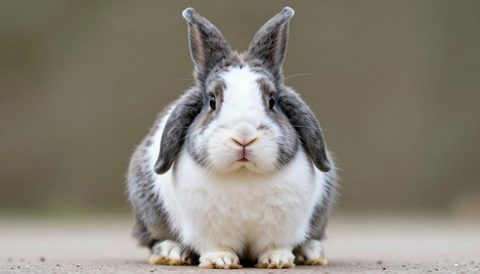 Holland lop rabbit looking at the camera