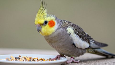 Cockatiel eating seeds