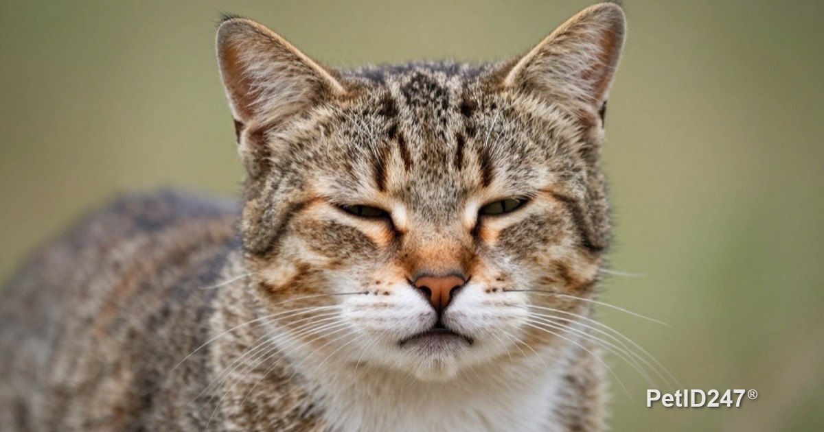 Cat with half-closed eyes, relaxed