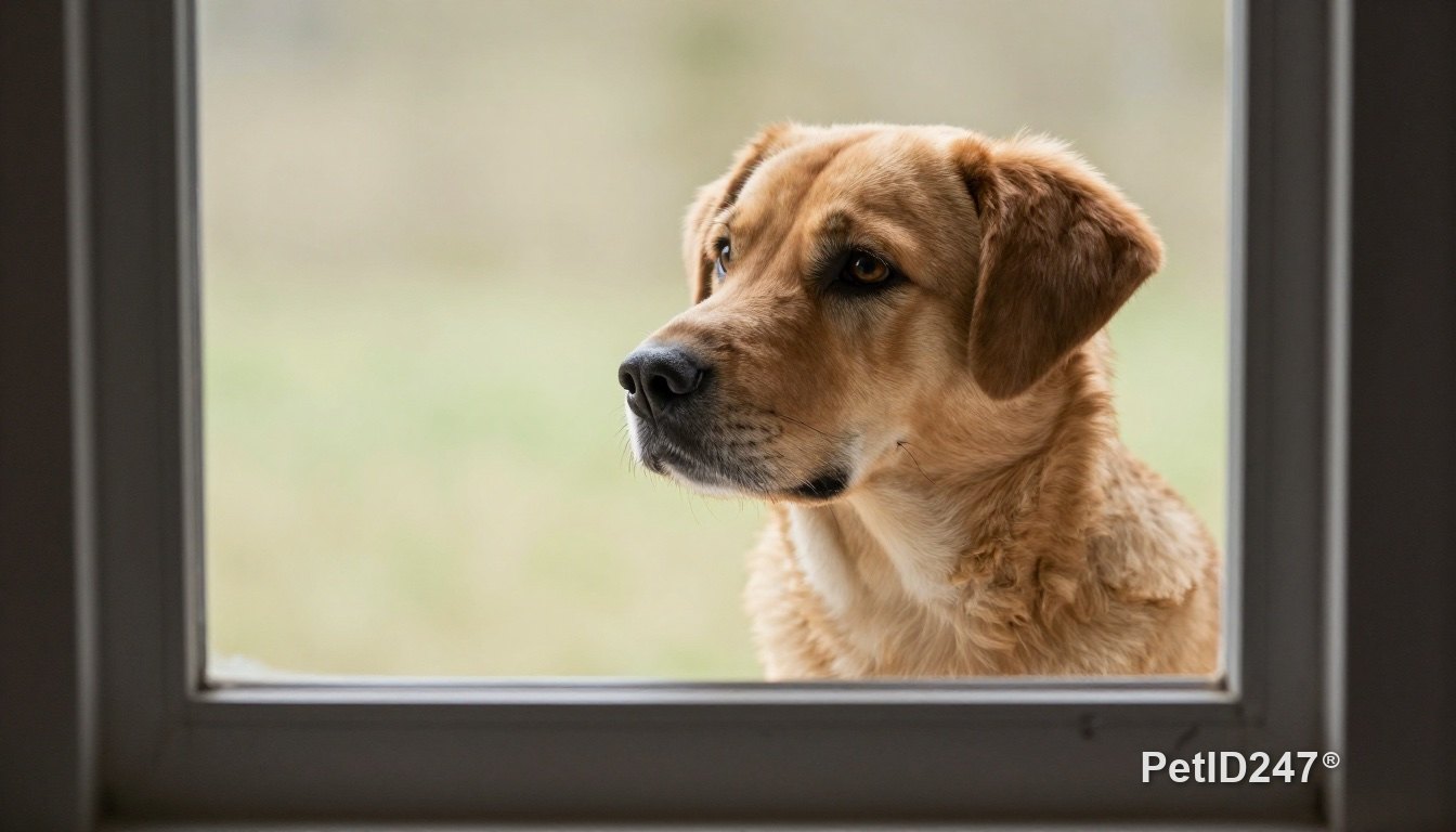 Dog looking out of a window