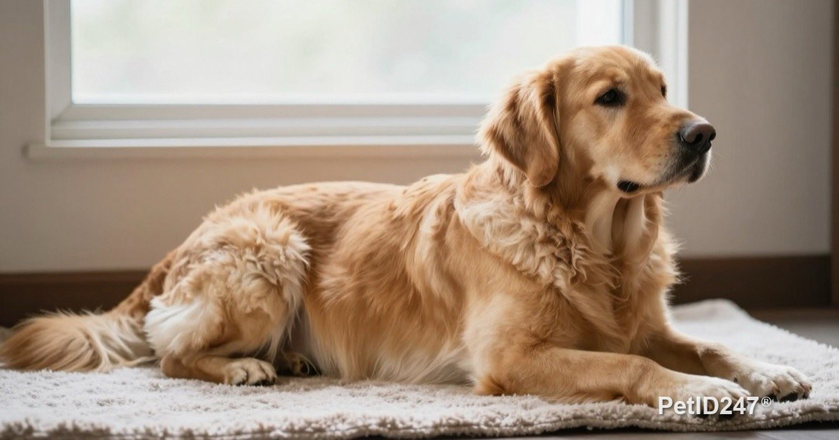 Adult dog resting on a blanket