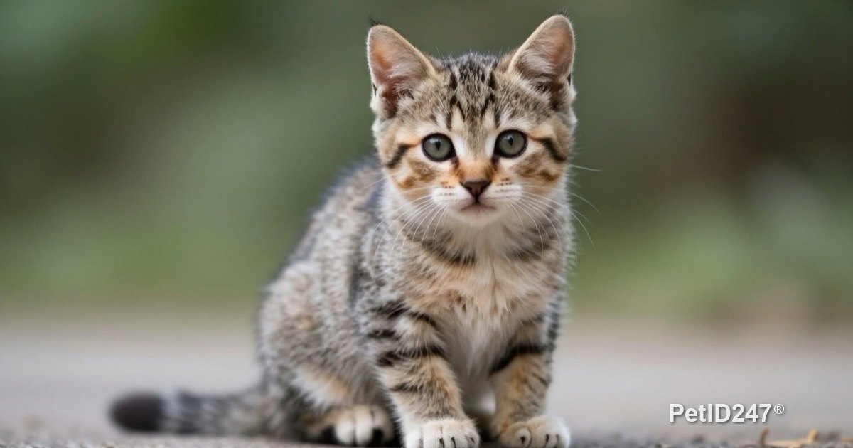 Kitten sitting and looking straight ahead