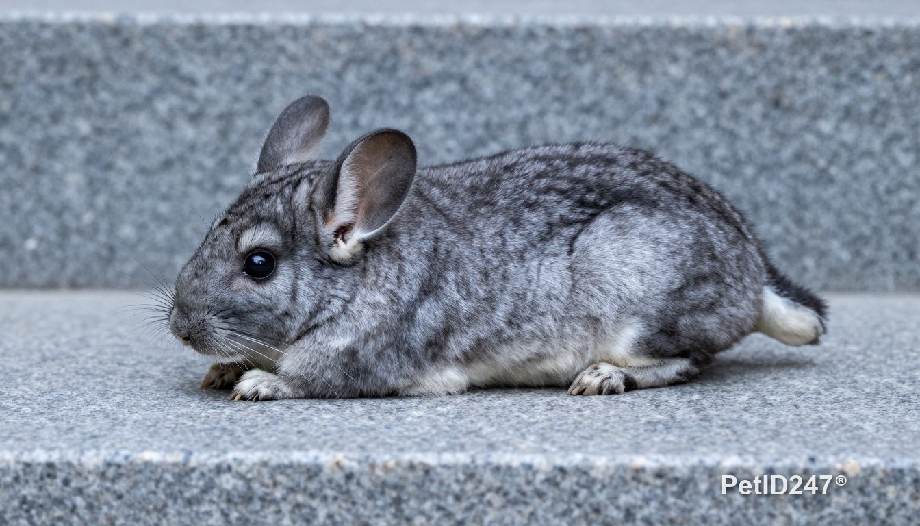 Chinchilla nằm trên tấm đá mát