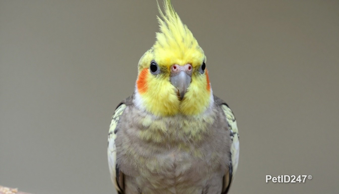 Cockatiel with bright eyes and smooth feathers