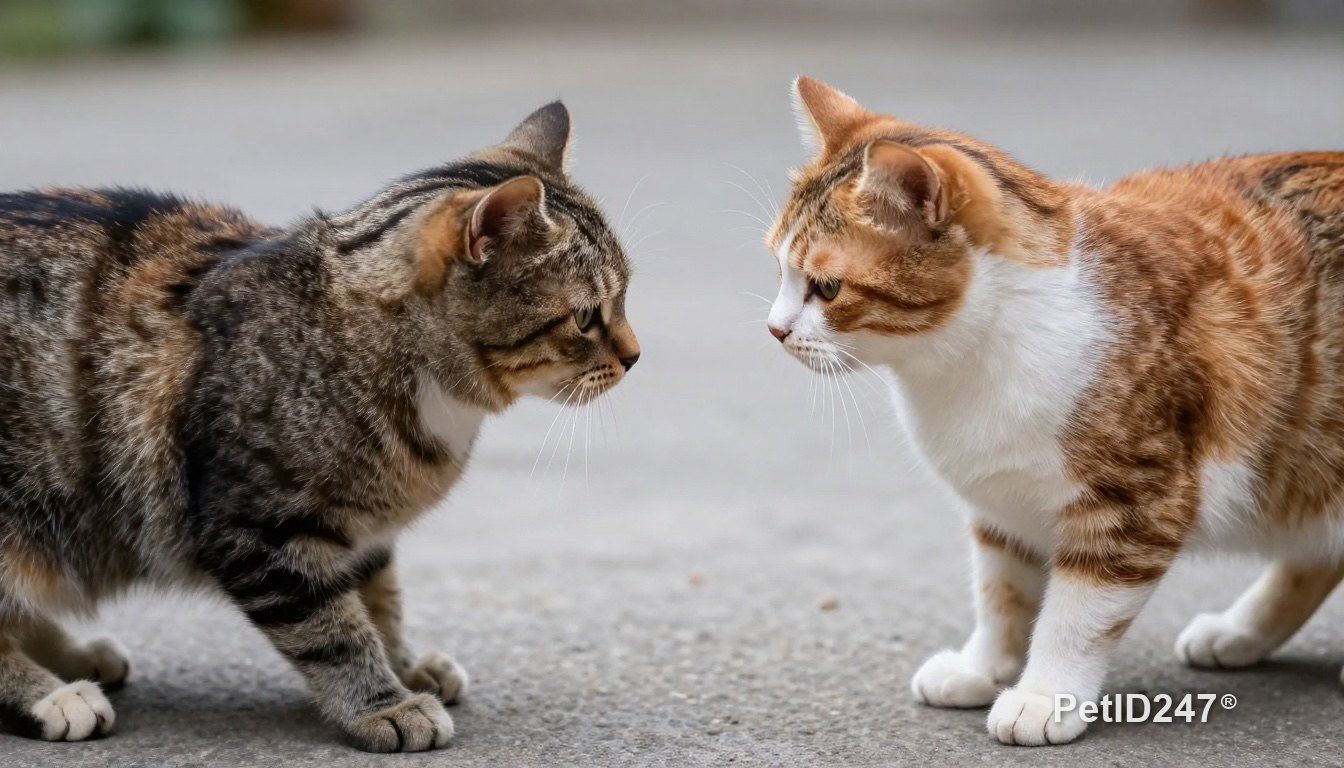 Two cats meeting each other