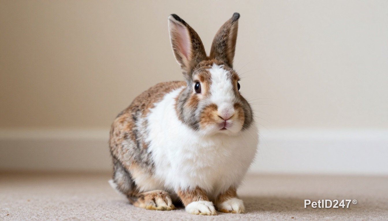 Rabbit sitting calmly on the floor