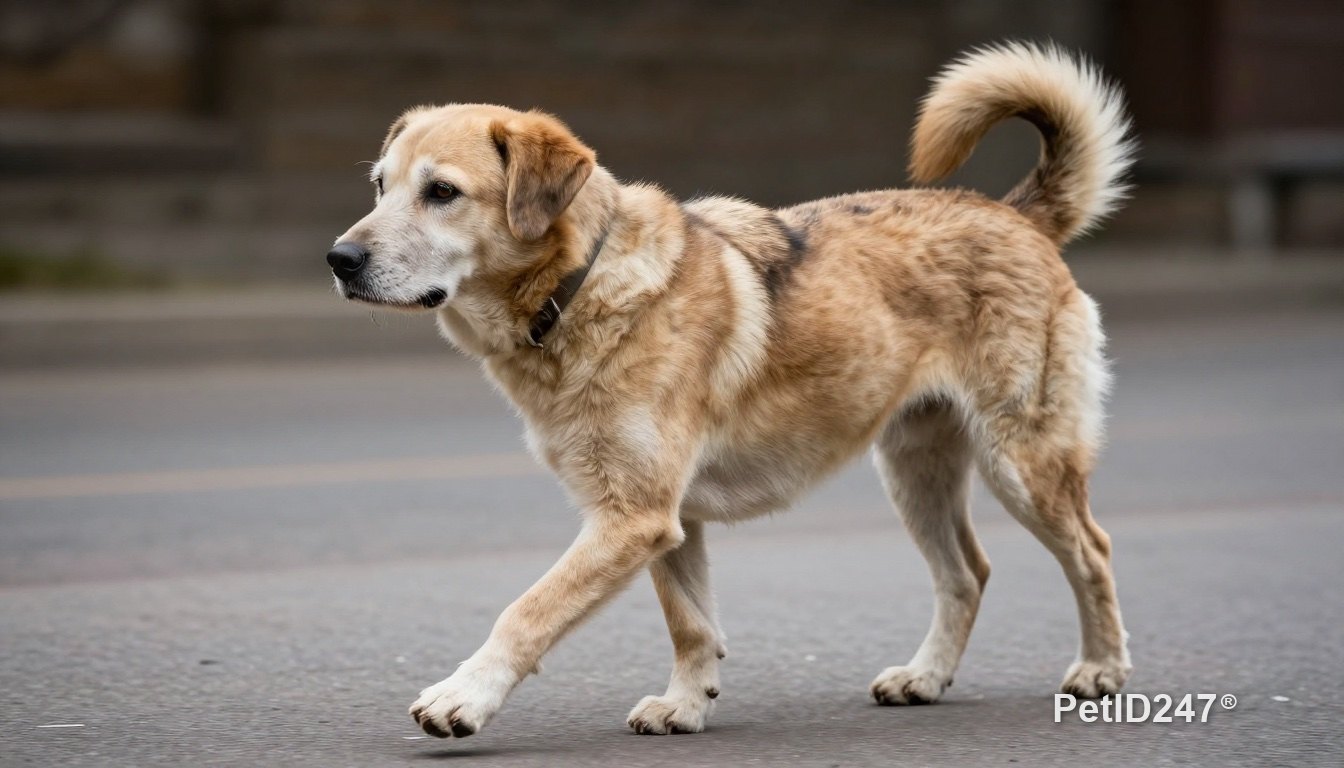 Old dog walking slowly