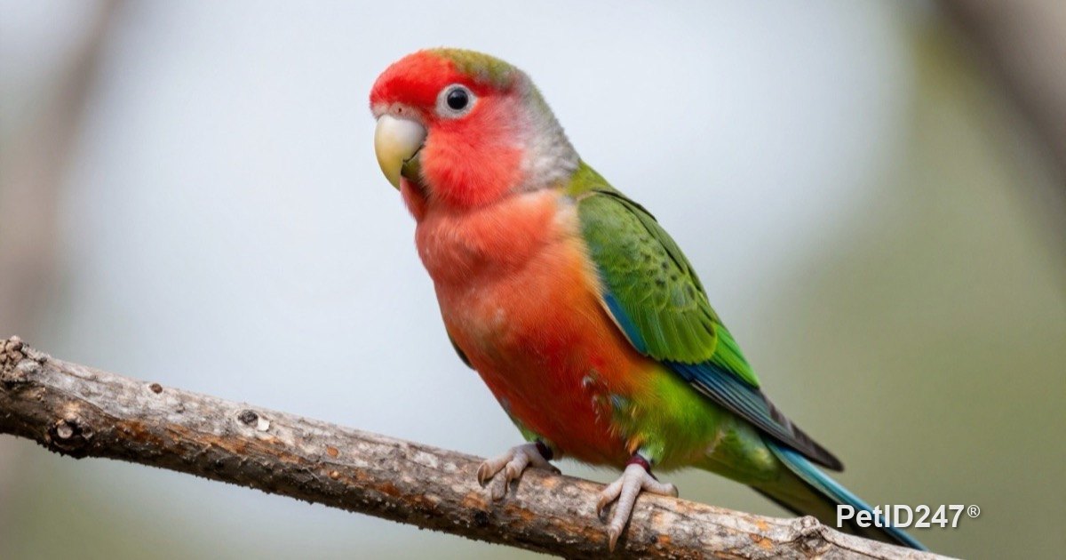 Healthy lovebird perched alertly on a branch