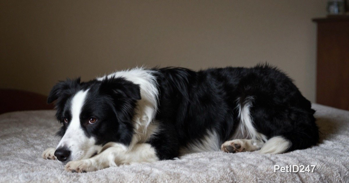 Dog resting on a blanket in a quiet room