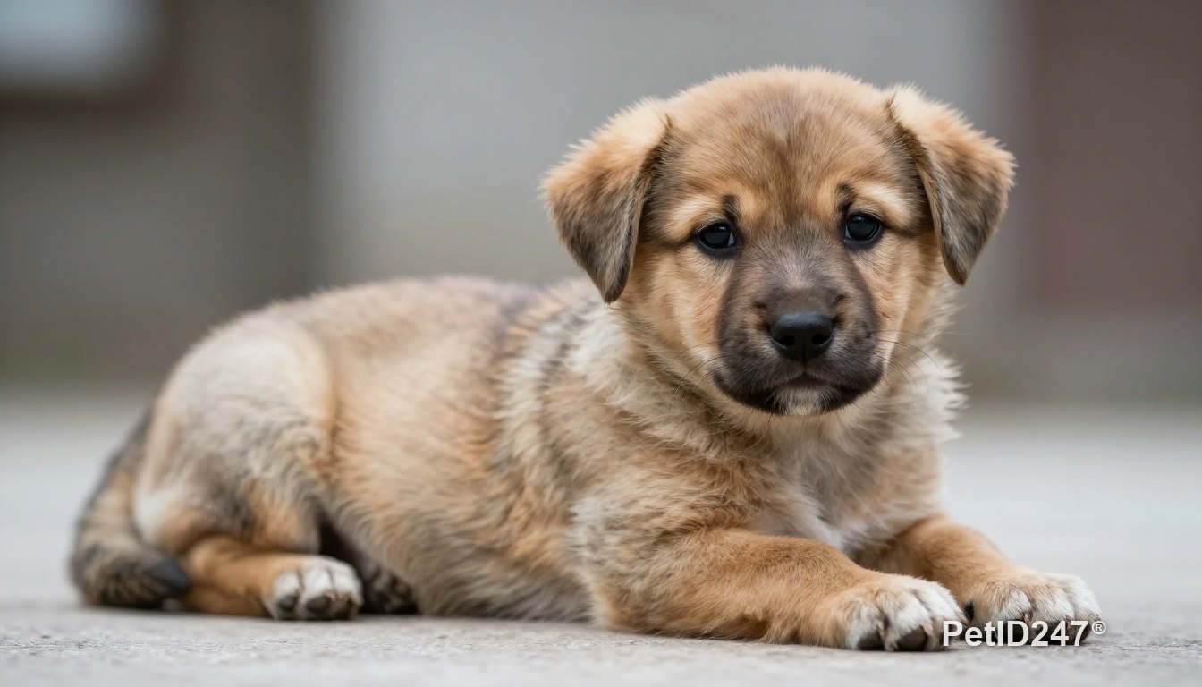 Puppy lying down and resting